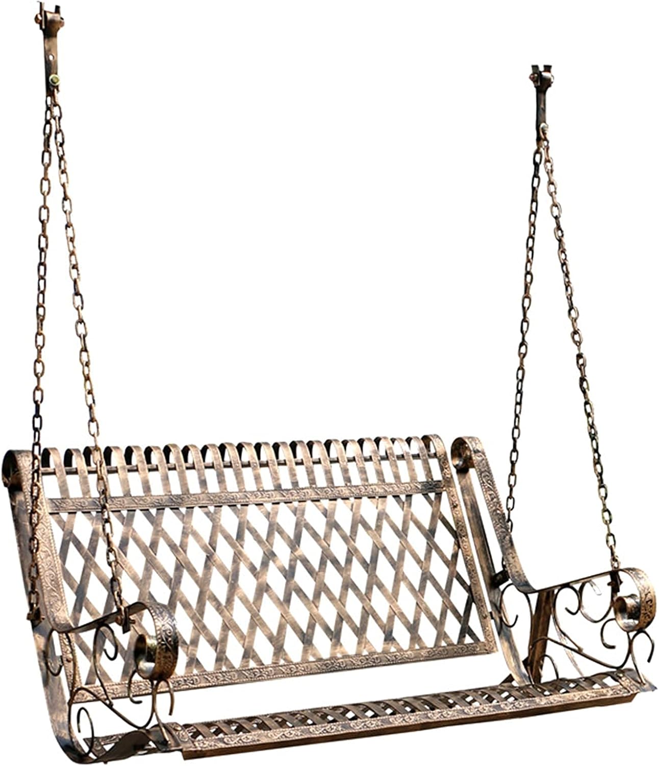 FMOGGE Outdoor Gartenbank Veranda Metallschaukel, Schwere Schaukel