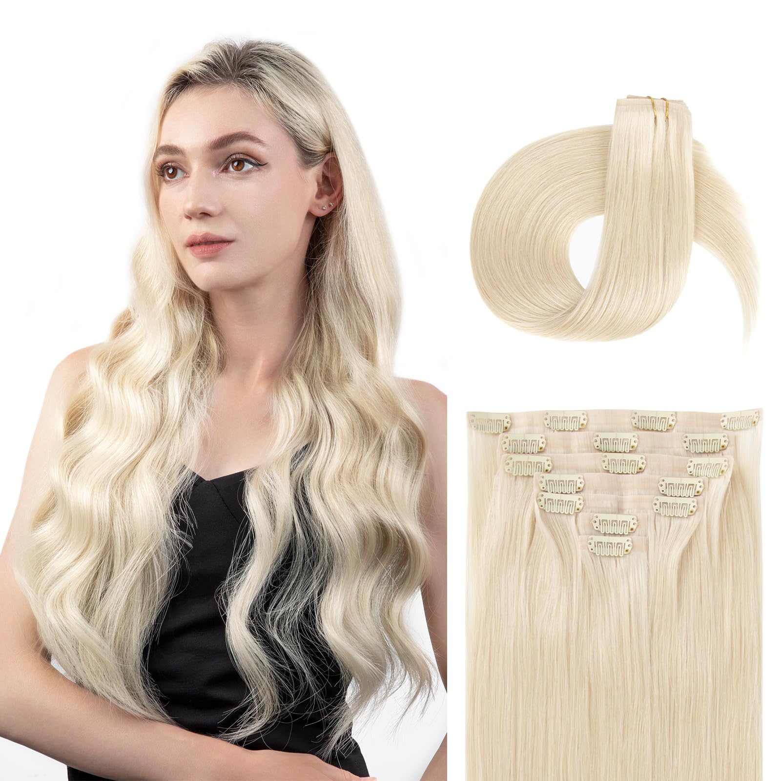 SOBEAUTY Clip in Hair Extensions, 100% Real Human Hair Remy Natural Volume Hair Extensions Clip-ins