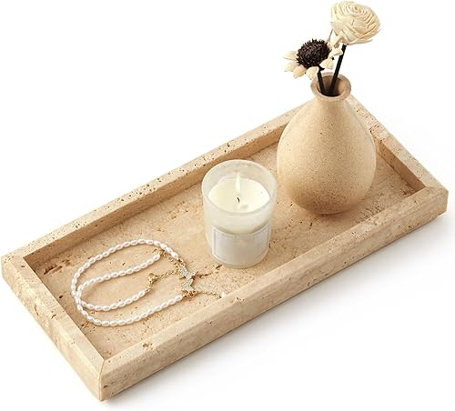 Miniatura 12 de Bandeja de tocador de baño de mármol, bandeja de lujo natural Carrara para el hogar, cocina, baño, bandeja decorativa de piedra para encimera,