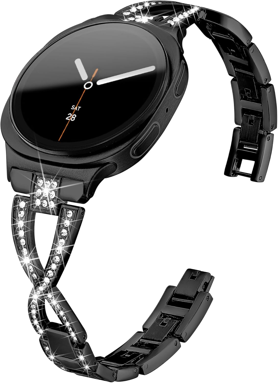 wipalor Slim Bling Dressy Band for Samsung Galaxy Watch 8 Band 40mm 44mm/Galaxy Watch 8 Classic 46mm for Women, Thin Metal Stainless Steel Replacement Bracelet for Samsung Galaxy 8 Watch bands-Sliver