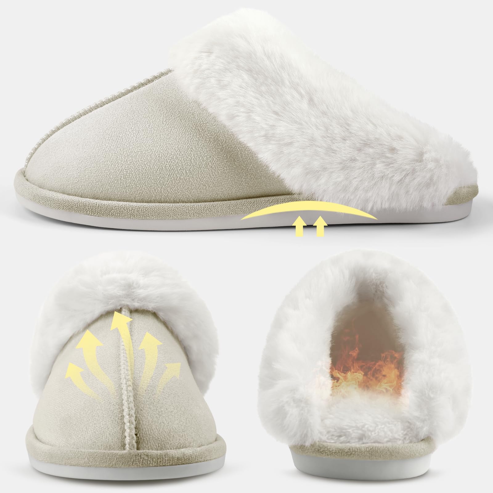 RUVVDR Pantofole Donna Uomo Ciabatte Donna Uomo Invernali Comode Pelose Ciabatte Casa di Cotone Morbido Antiscivolo Slippers Interno & Esterno