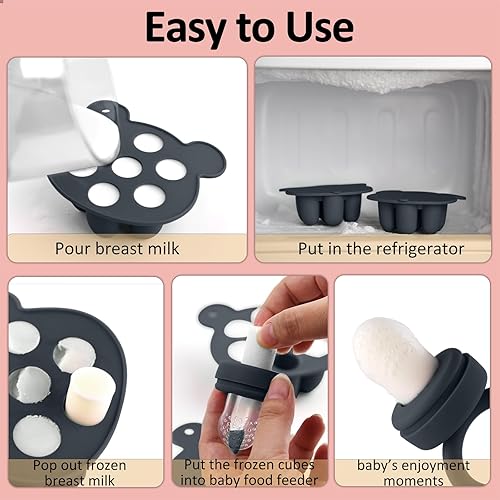 Miniatura 9 de Comedero de alimentos para frutas y mini congelador, moldes para paletas de leche materna para alivio del enfriamiento del bebé, alimentador de