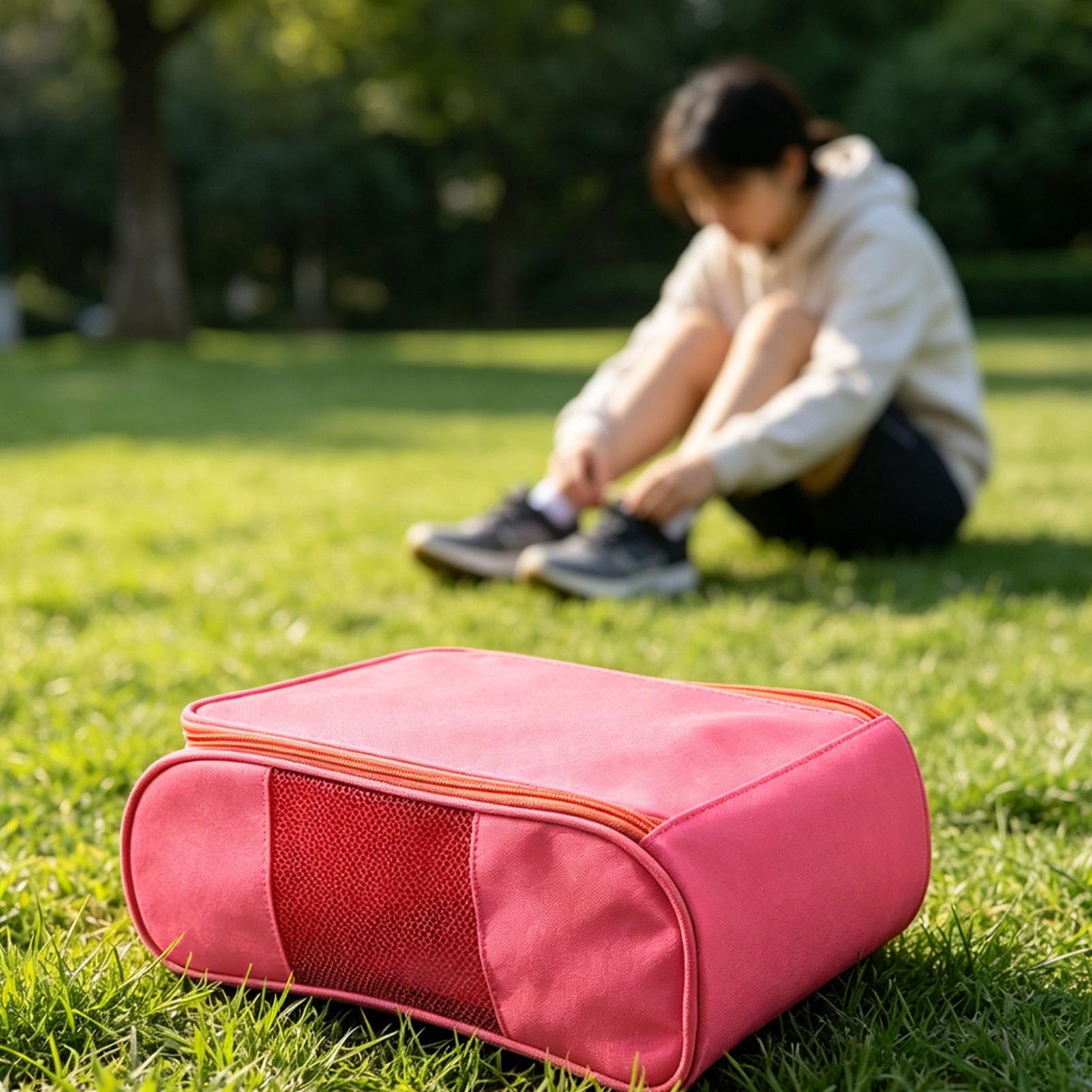 Ejoyous Borsa per Scarpe da Viaggio, Borsa per Scarpe da Viaggio in Tessuto Oxford 600D 33x15x22 Cm con Rete Traspirante e Manico, per Leggera per Uomo Donna Palestra Sport Viaggi (PINK)