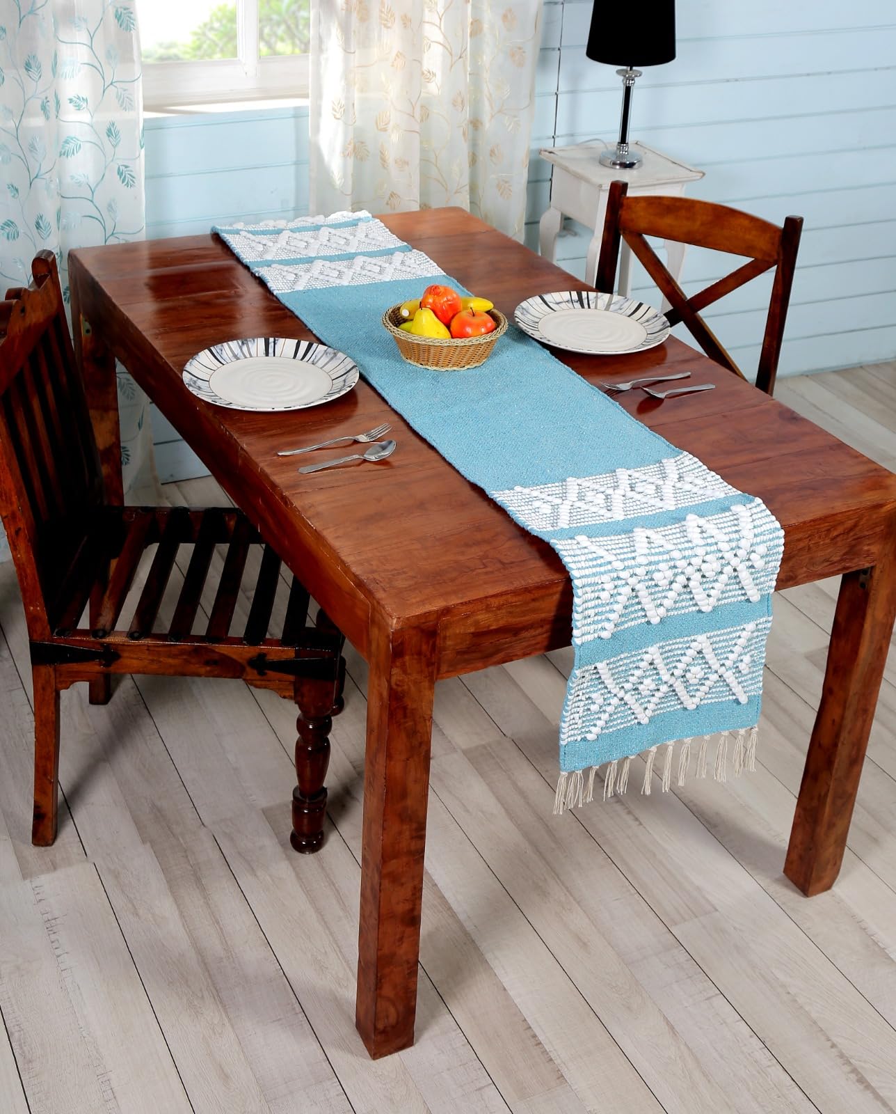 Boho Cotton Table Runner - Blue | Protect & Decorate -14