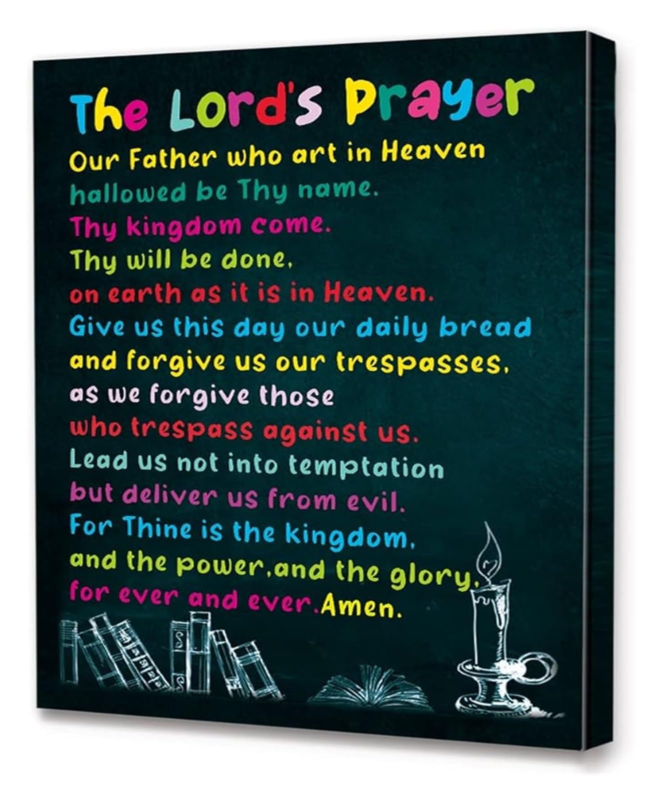 WVPJJNXAFN Religious Wall-Art Bible Verses Canvas The Lords Prayer Christian Ready to Hang for Room Home Decor Gift(Framed,08x12inch(20x30cm))