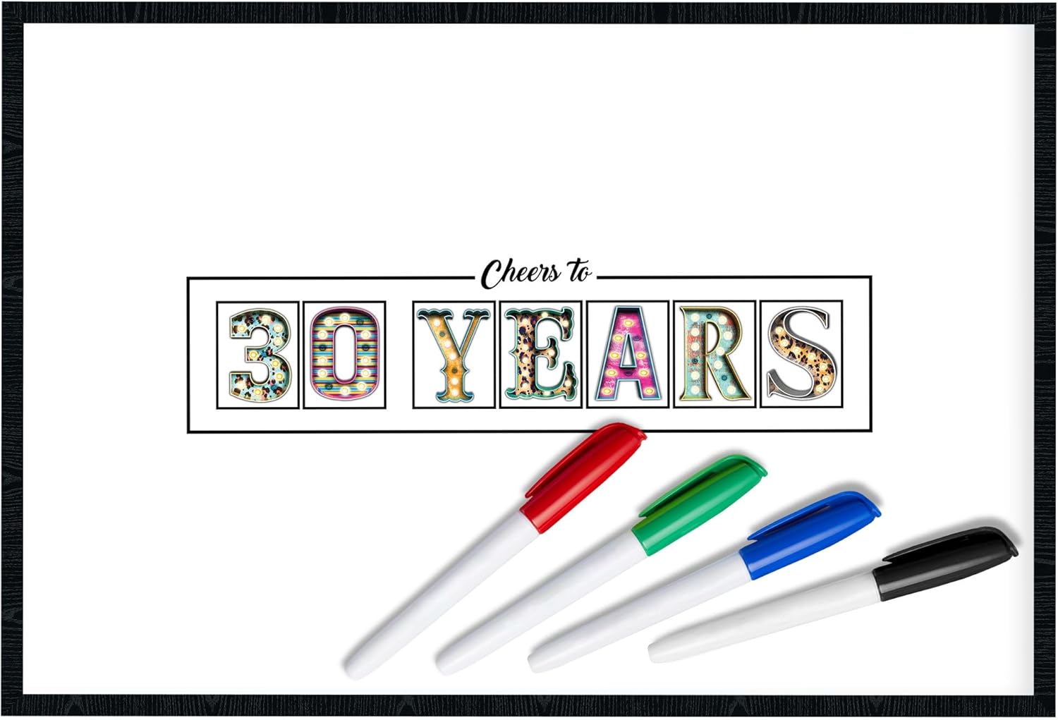 L&O Goods Cheers to 30 Years | Large Signature Board Wall Decor | Guest Book Alternative for Birthday, Anniversary, Company Party | Wall Art Poster Gift | 11x17 Inch with Frame and Markers
