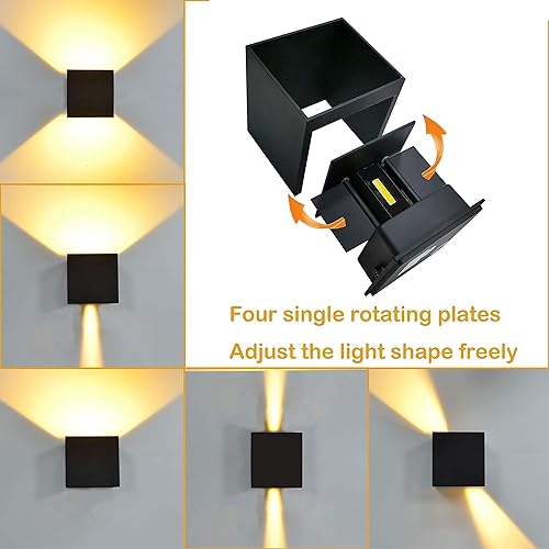 Miniatura 2 de Paquete de 3 luces de porche para exteriores, paquete de 3 con luces de pared exteriores, luces de arriba y abajo, luces de pared LED, cubo pequeño