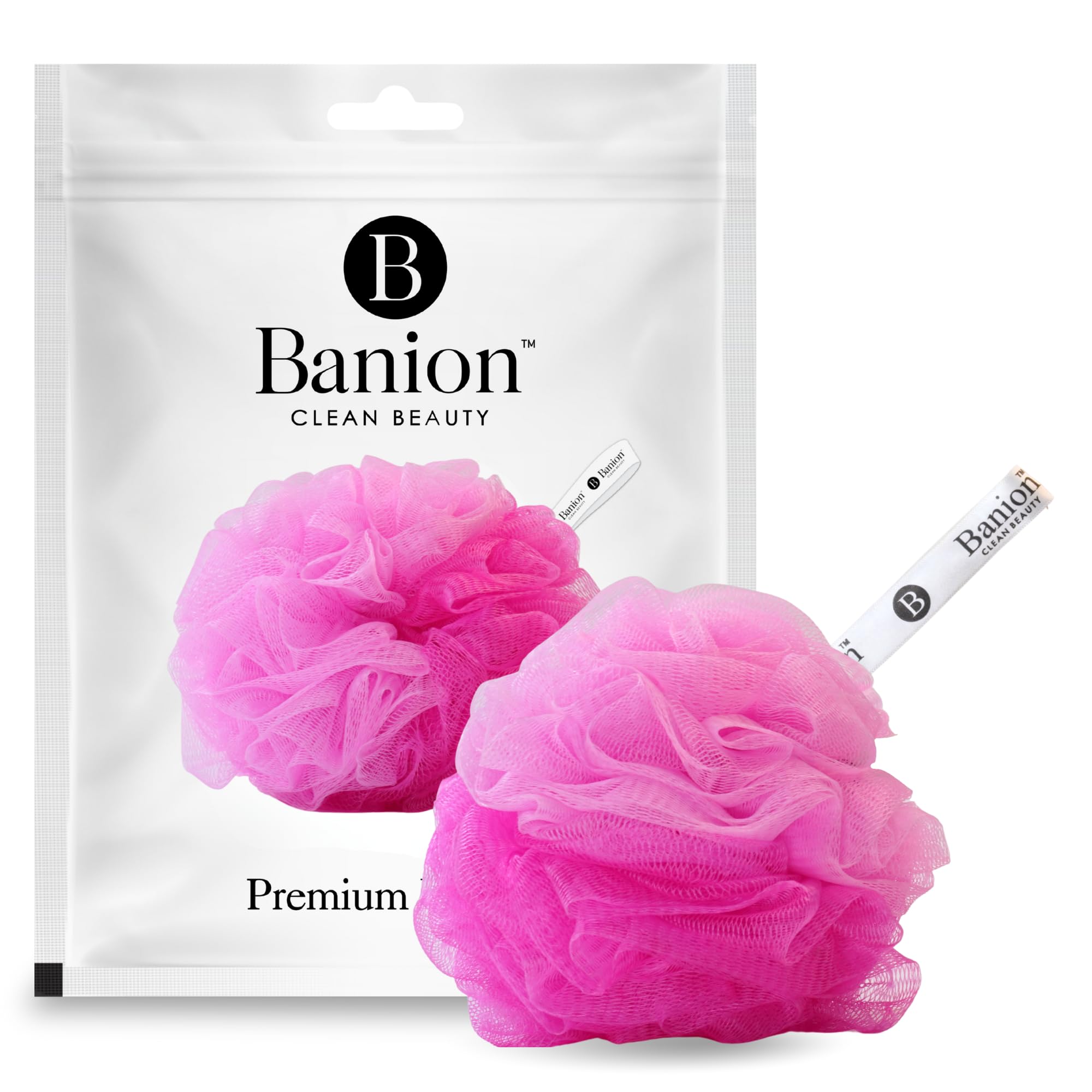 Banion Premium Charcoal-Infused Loofah | 50gram | Soft & Fluffy Exfoliator for High Lather Cleansing | pink-image-18
