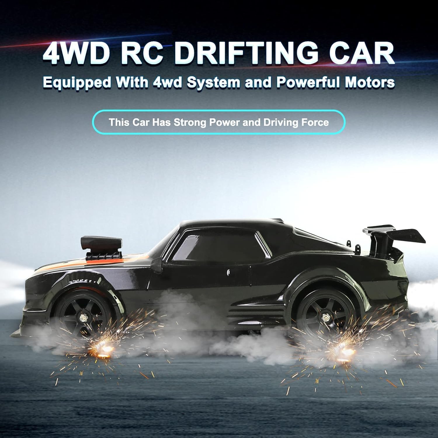 CROPDAK RC Drift Car 1/16 2.4GHz 4WD Remote Control Racing Car, 18KM/H+ High Speed with Spray, Cool Lights, Extra Tires - Kids Toy 2