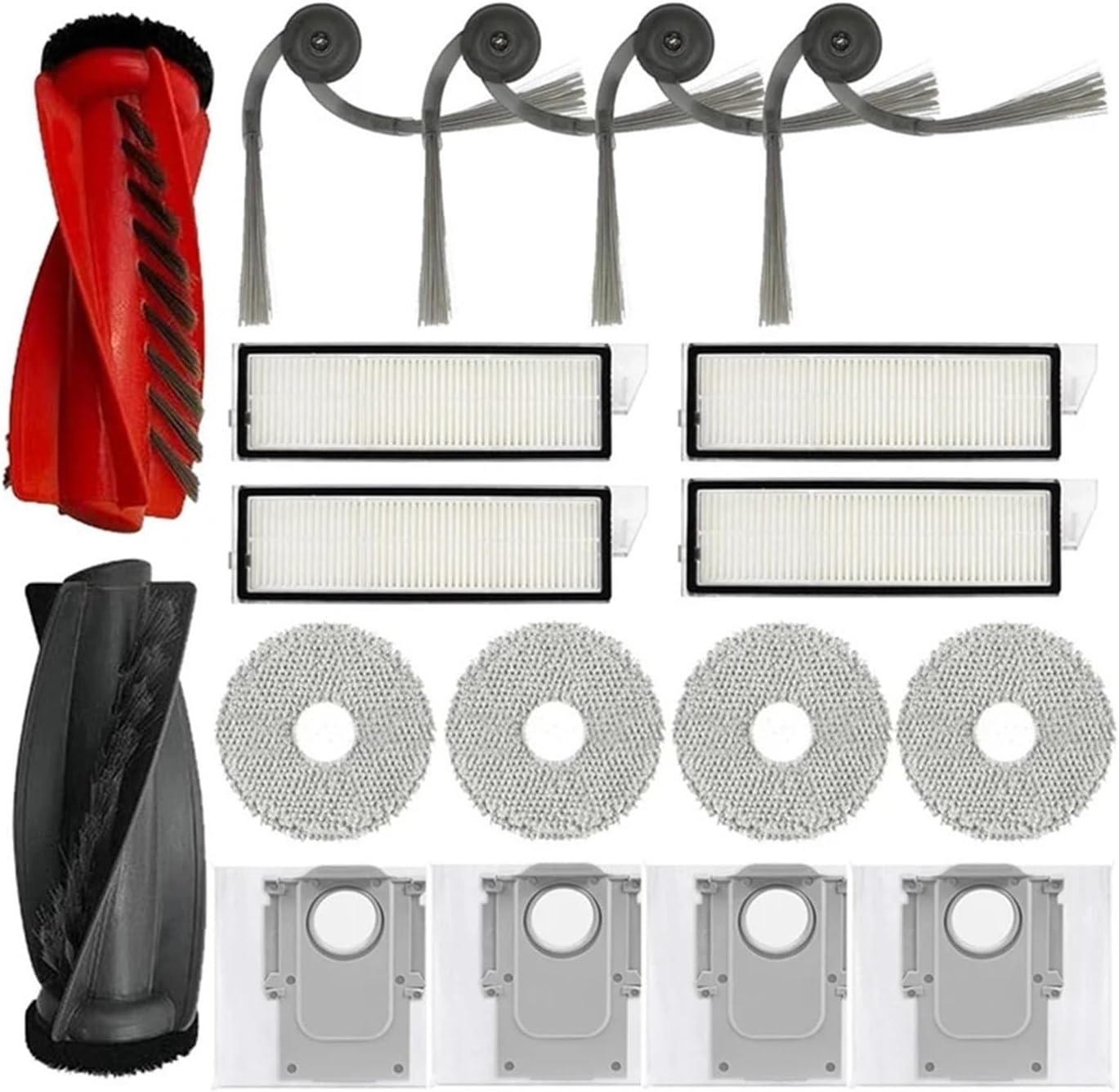 Spare Main Brush, Side Brush, Hepa Filter, Mop Pad, Dust Bag, Compatible for Roborock Qrevo Curv, Robot Vacuum Cleaner Replacement Part Kit