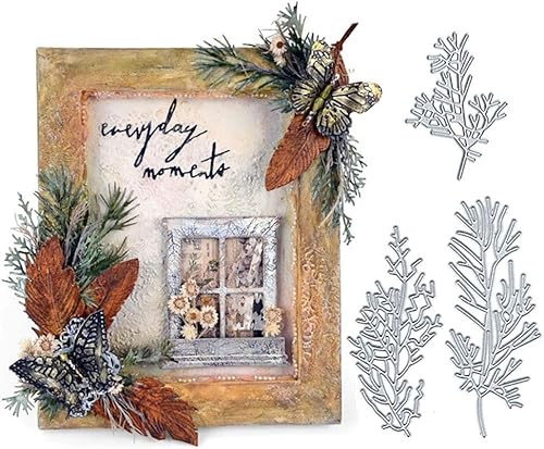 Miniatura 4 de Troqueles de Navidad para hacer tarjetas de álbumes de recortes, troqueles de corte de metal con aguja de pino, hojas de árbol de Navidad, troqueles