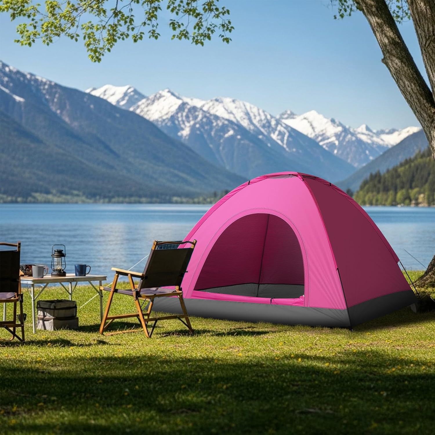 Outvita Camping Dome Tent, 1-4 Person Waterproof Windproof Easy Setup Spacious Family Tents with Carry Bag & Rain Fly for Hiking Backpacking Traveling Glamping Beach