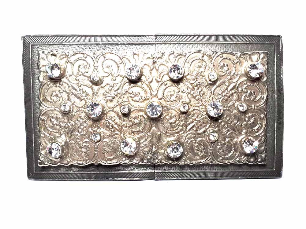 Hebilla para cinturón 4 cm de metal sovrapposte plateado envejecido BSS 5