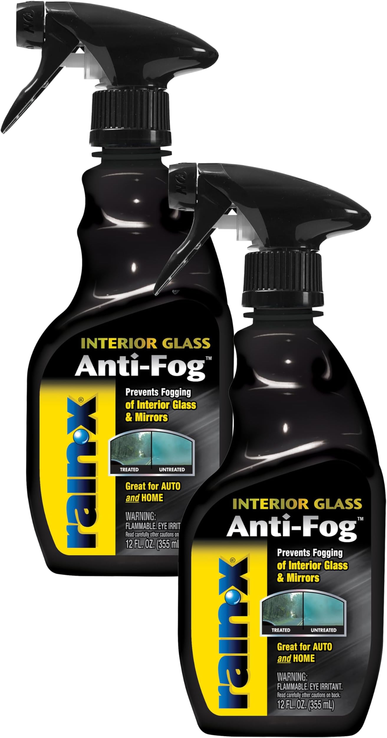 Rain-X 630543 Interior Glass Anti-Fog, 12 oz. - Prevents Fogging of Interior Glass and Mirrors, Usable on Both Automobiles and Marine Vehicles (Pack of 2)