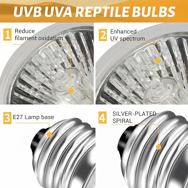 Lampadina di Riscaldamento per Rettili E27, 25W Lampada di Calore per Tartarughe UVA UVB E27 Dimmerabile, Lampada Riscaldante per Tartarughe, Acquario, Habitat per Animali Domestici, AC 230V, 2 pezzi - 3