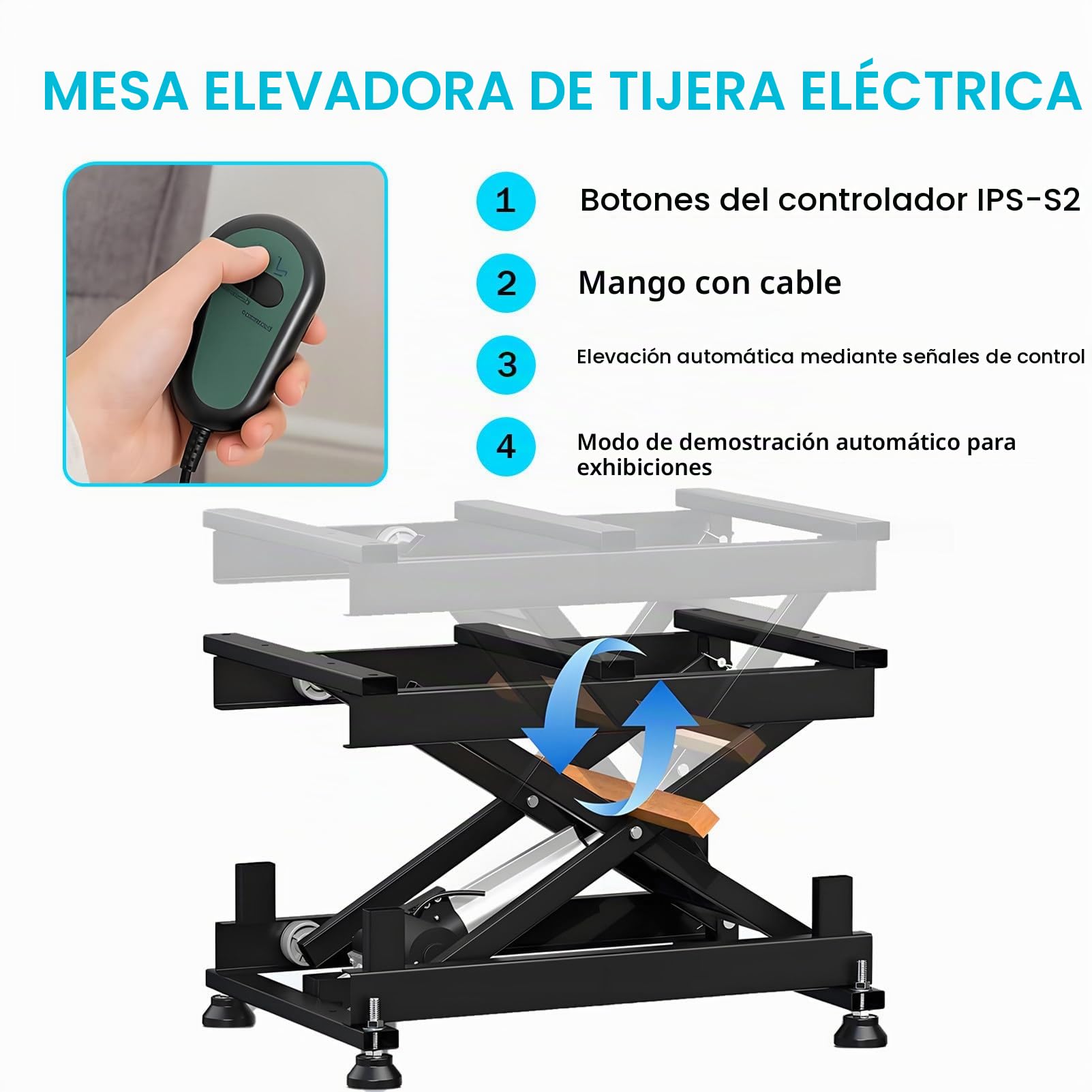 Plataforma elevadora eléctrica de altura ajustable, elevador de tijera eléctrico, 180-680 mm/7,1-26,7 pulgadas de altura ajustable para trabajo, oficina,hogar, fábricas, almacenes y supermercados