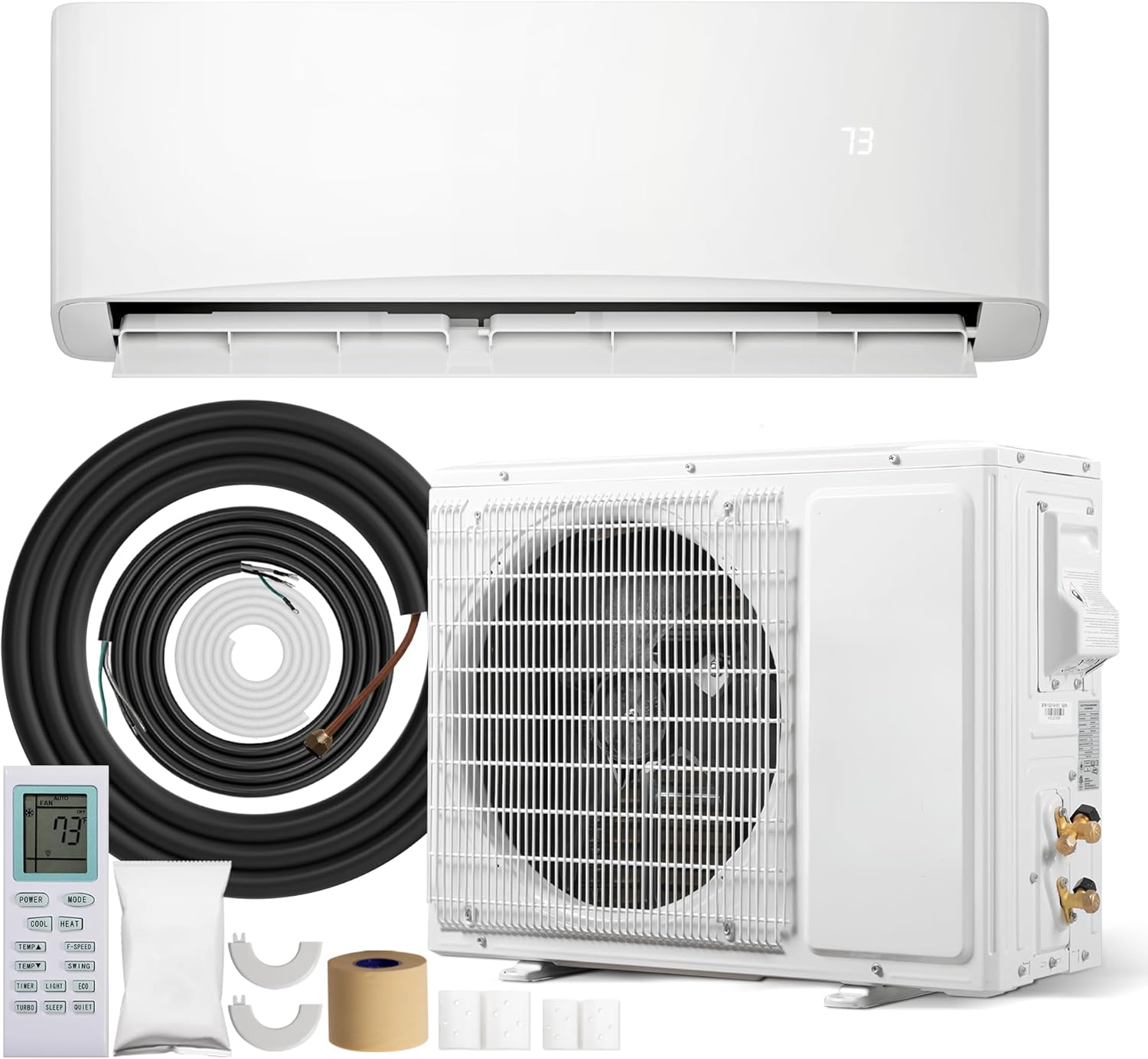 12000BTU Mini Split AC/Heating System, 17 SEER2 115V Inverter Air Conditioner Cools/Heats Up to 750 Sq.Ft, Complete Installation Kit