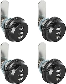 4 Pack Combination Cam Lock 3/4 Inch Cylinder Password Coded Lock Combi-Cam Lock for Cabinet Drawers Cam Lock Combination, Black