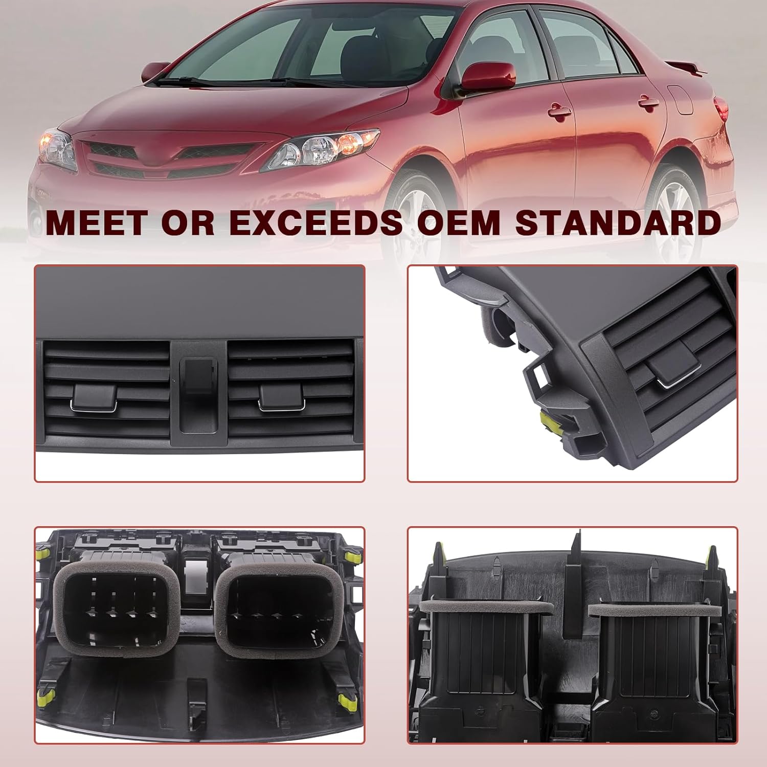 ZONFANT Center Dash A/C Outlet Air Vent Panel And Upper Dashboard Cover Strips Trim Left & Right, Compatible With Toyota Vehicle 2008-2013 Corolla, Replace#55670-02160 55663-02060 55436-02150