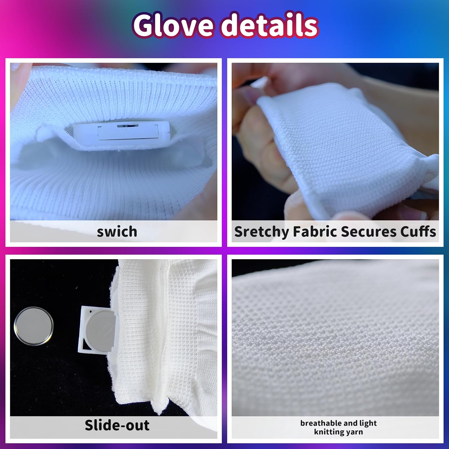 LED Gloves Cool Suff Toys For Men Adult 2025, 5 Color 6 Modes Light Up Christmas Gifts For Boys Teen Age 8+