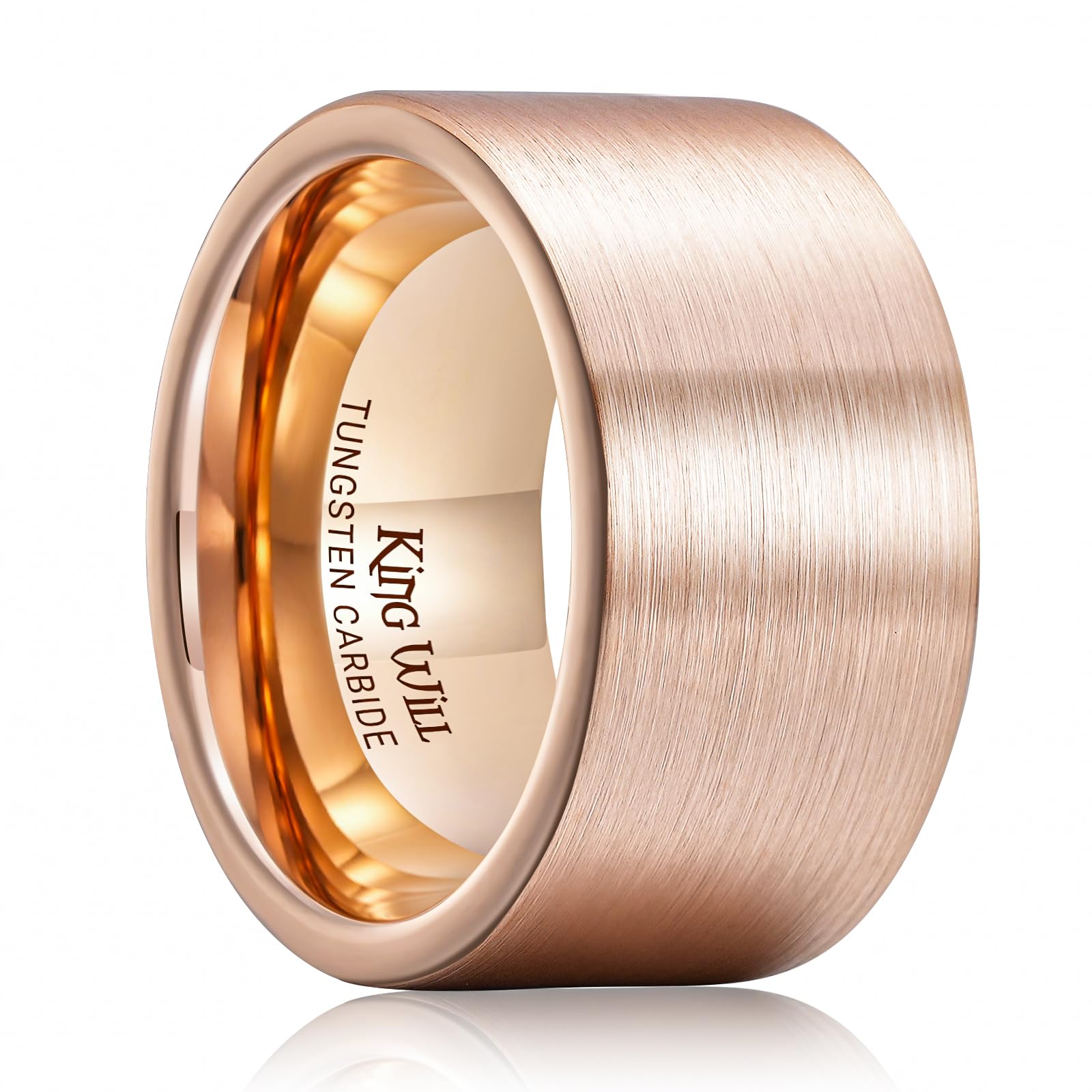 King Will Basic Gold/Rose Gold/Brown Plated Tungsten Wedding Band for Men/Women, 2mm/4mm/6mm/8mm/10mm/12mm Width Band Rings, Pipe Cut Matte Brushed
