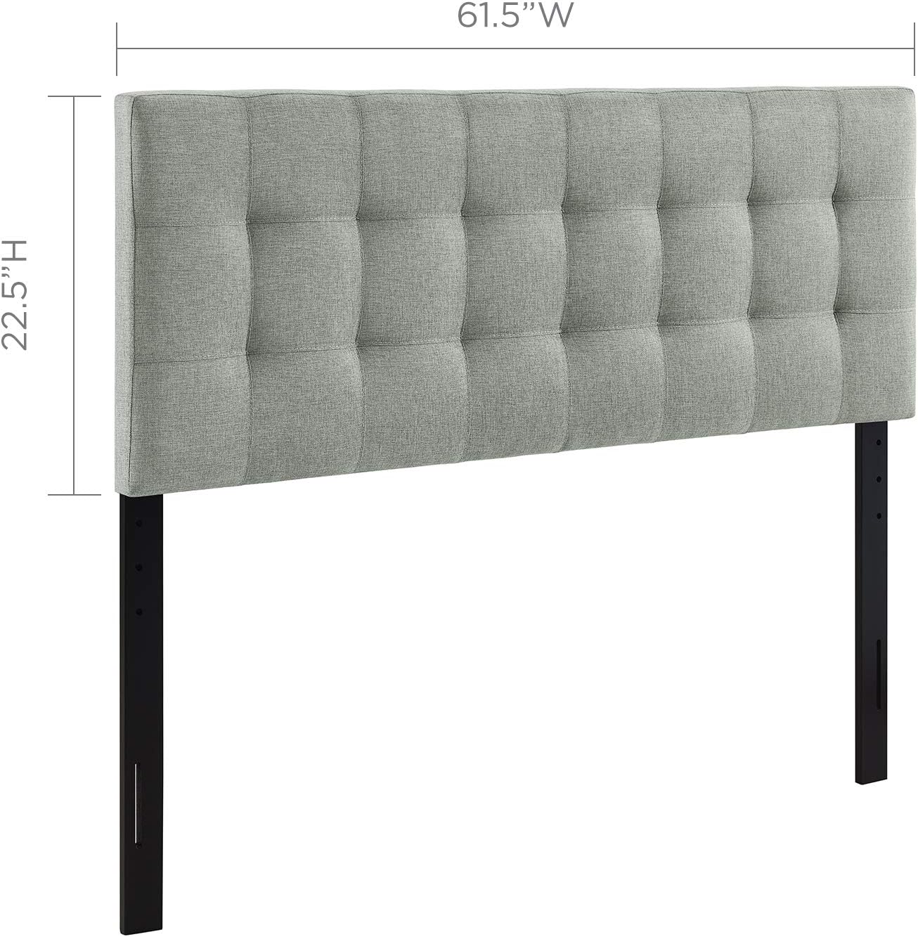 AMZ-5041 Lily Tufted Linen Fabric Upholstered Queen Headboard in Gray