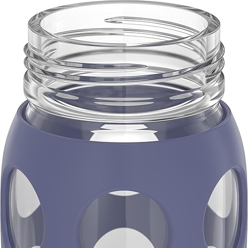 Miniatura 4 de Lifefactory Botella de agua de vidrio con tapa de popote giratorio, 22 onzas, morado polvoriento