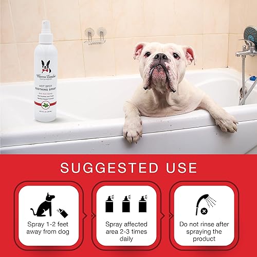 Miniatura 4 de Warren London Spray calmante para puntos calientes para perros, espray refrescante antipicazón con mentol, fabricado en Estados Unidos, 8 onzas