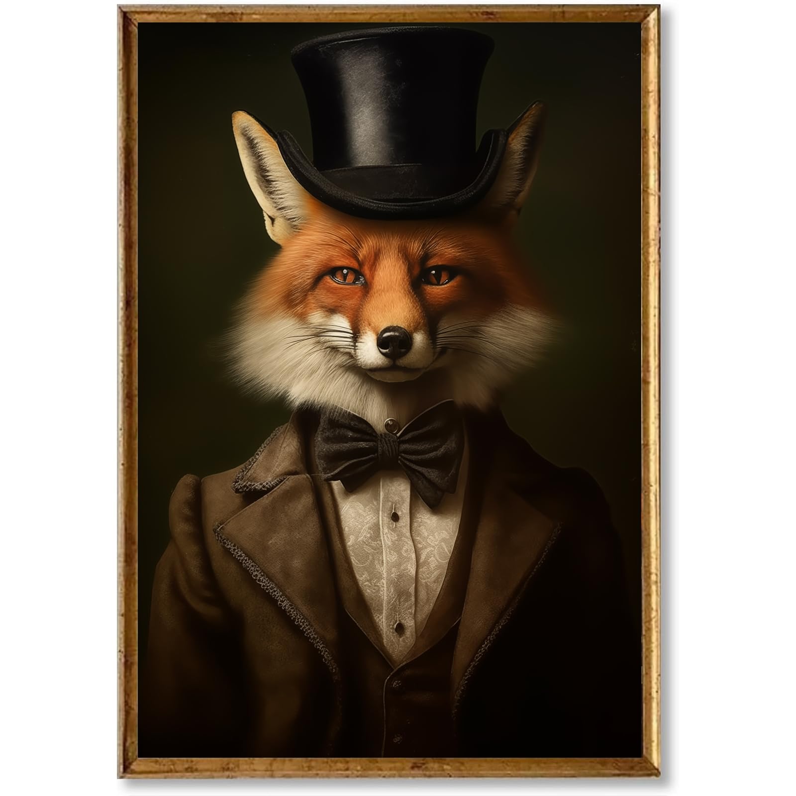 Lauximart Vintage Fox Portrait Art Aristocratic Renaissance Poster Classic Animals 16x24inch No Frame