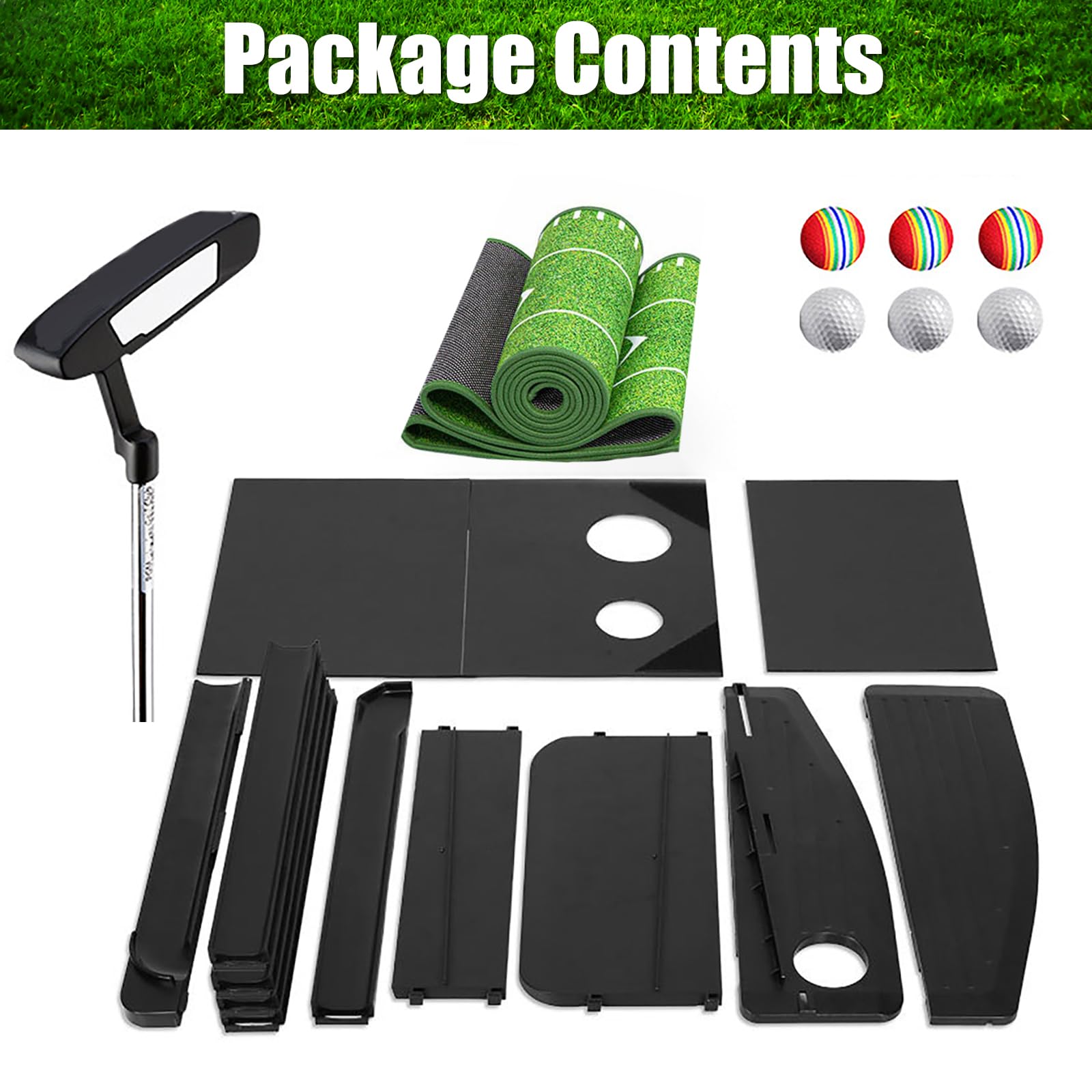 Putting Green de Golf para Interiores, tapete para Putt de Golf para Interiores con Retorno automático de Pelota, Juego de Mini Golf, Ayuda para Entrenamiento de Golf, para el hogar, Oficina