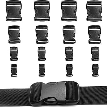 HSYTEK Pack of 16 Click Fasteners, Buckle 20 mm/25 mm/38 mm/51 mm ...