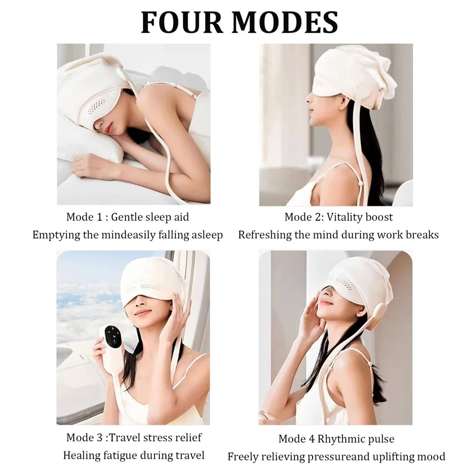 Masajeador Eléctrico 2 En 1 para Cabeza Y Ojos A | Para Aliviar El Estrés Y Favorecer El Descanso Y La Relajación. Cuenta Con 4 Modos, 3 Niveles De Calor