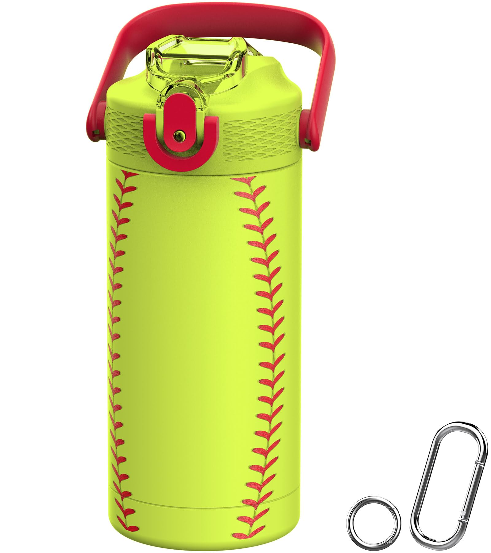 MYFOREST 400ml Isolierte Kinder-Trinkflasche, geruchsneutrale Innenschale in medizinischer Qualität, spülmaschinenfest, Namensfeld, weicher Trinkverschluss (Softball)