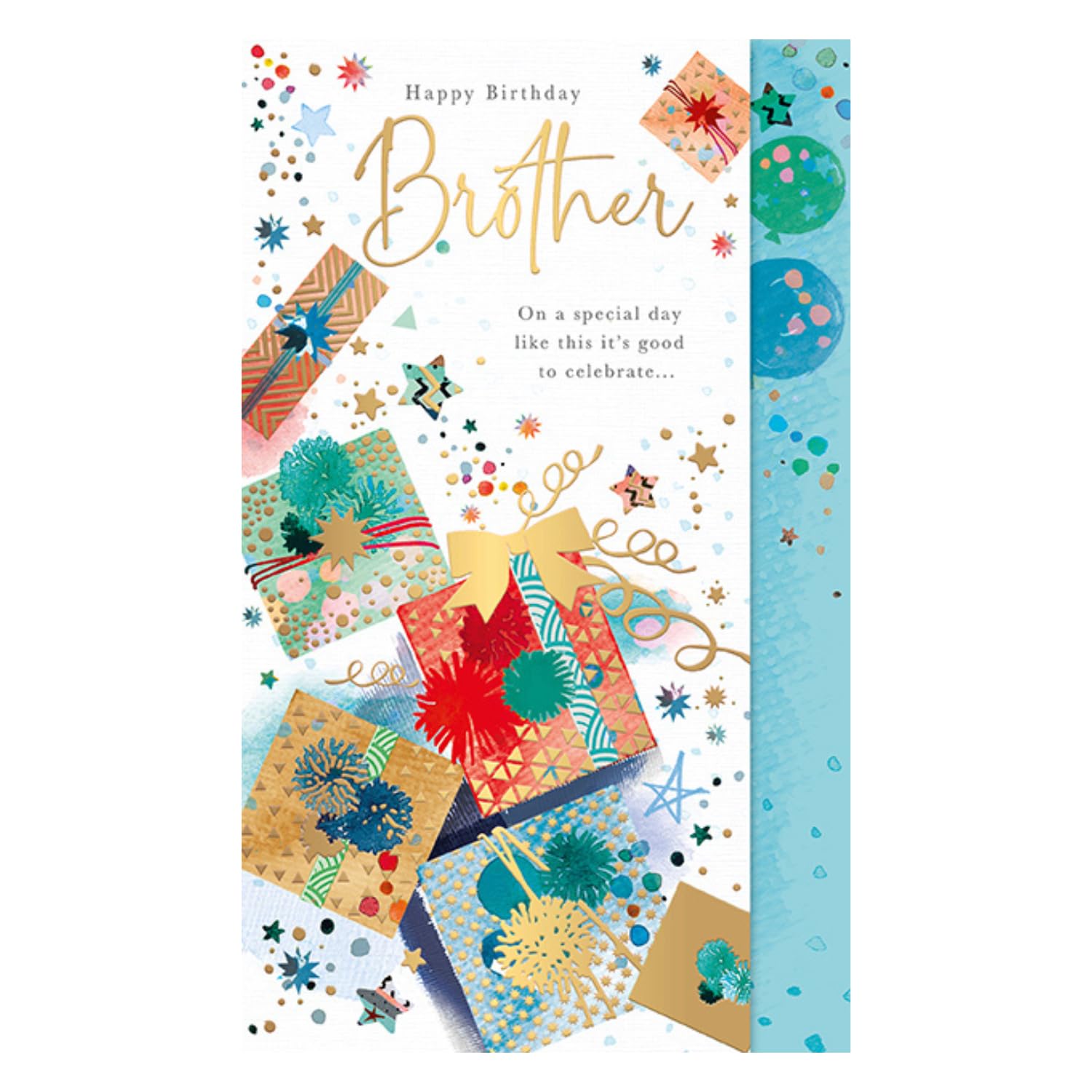 WORDS 'N' WISHES Traditional Brother Birthday Card, Birthday Card Brother, Multi-Coloured, 22.9 x 13.9 cms