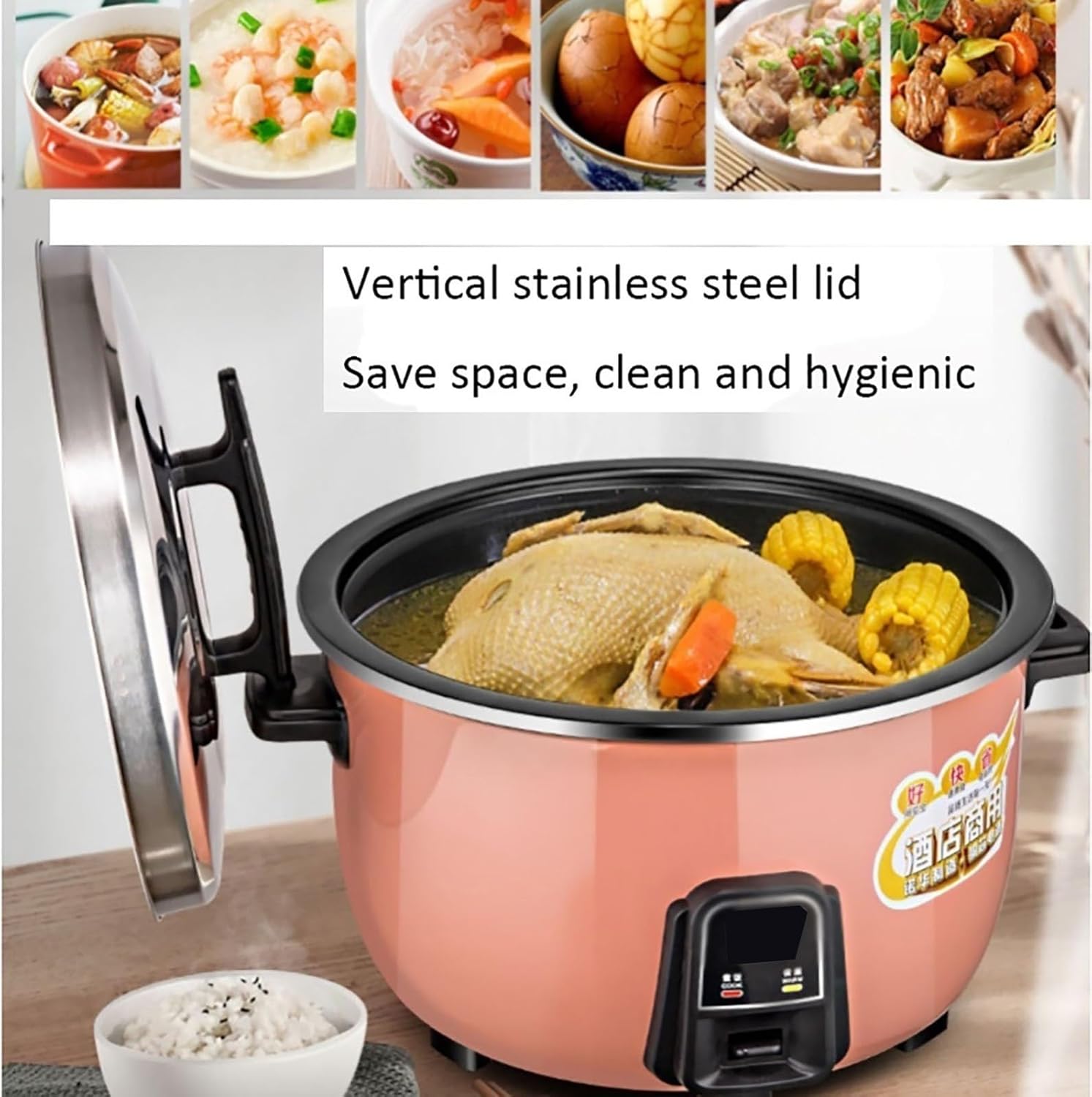 Rice Cooker-steamer (8-45L) Old-fashioned Large-capacity Rice Cooker for Household/commercial Canteens, for 8-60 People 220-240V US/EU(13L-1900W)