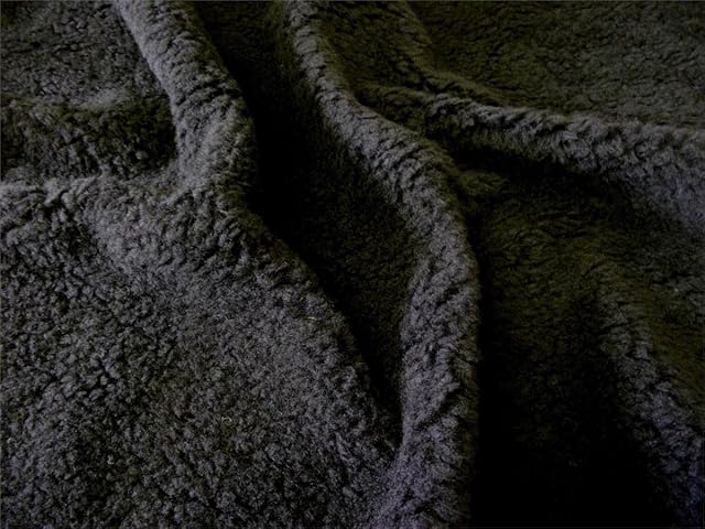 Faux Fur Sherpa Fleece Sheepskin Fabric Material - Black