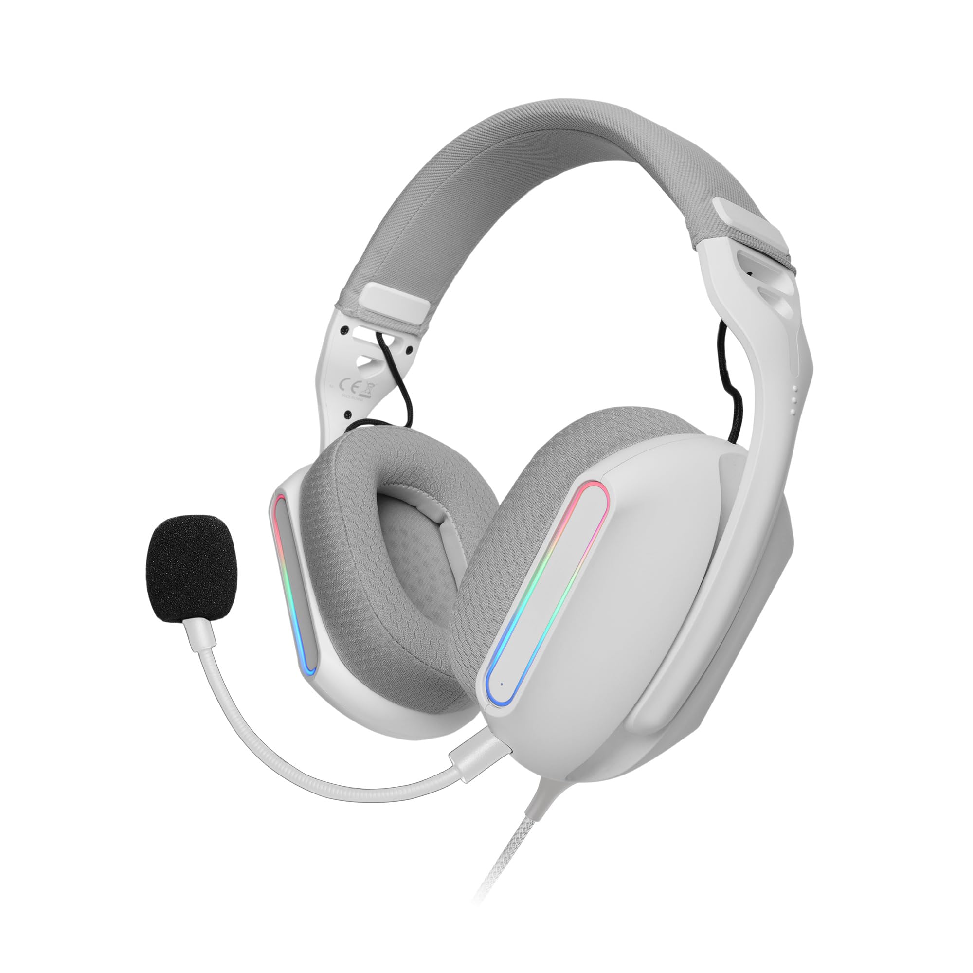 Mars Gaming MH124, Auriculares Gaming FRGB Rainbow, Diseño Ergonómico, Micrófono Flexible, Control de Volumen, Windows, Linux, Mac, PS4, PS5, Xbox One, Xbox Series X|S, Switch, Switch 2, Blanco — view 8