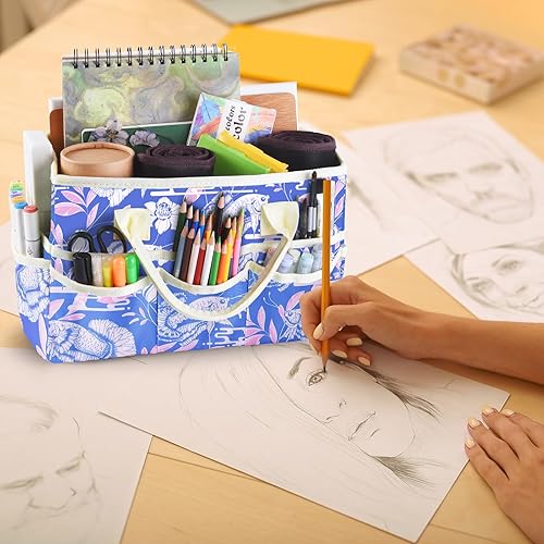 Vista 95 de qianshan Bolsa organizadora de manualidades con múltiples bolsillos, organizador grande de almacenamiento de arte con asas para arte, manualidades