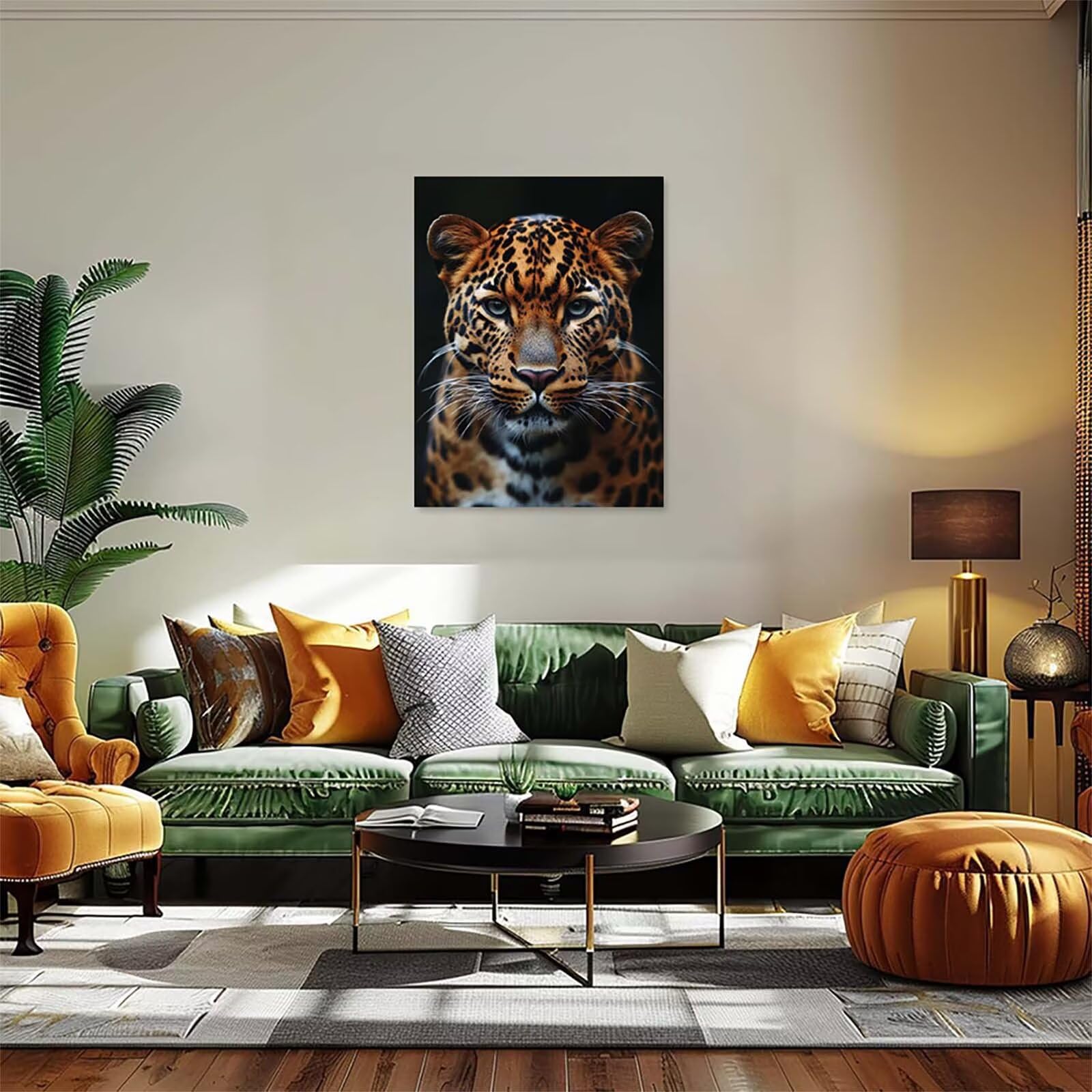 Malen Nach Zahlen Erwachsene mit Rahmen Leopard Malen Nach Zahlen, DIY Basteln Erwachsene Tier Leinwand Bilder, Paint by Numbers Handgemalt Ölgemälde Kit, für Deko Wohnzimmer Geschenke 60x80cm 8-6365