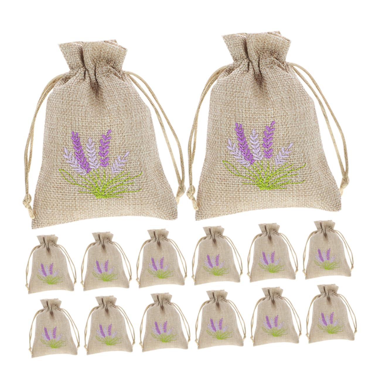 HOODANCOS 22 Sacchetti in Iuta Chiusura a Cordoncino Ricamati Motivo Lavanda, Eleganti e Versatili per Conservare Piccoli Oggetti e Gioielli in Casa come Regalo