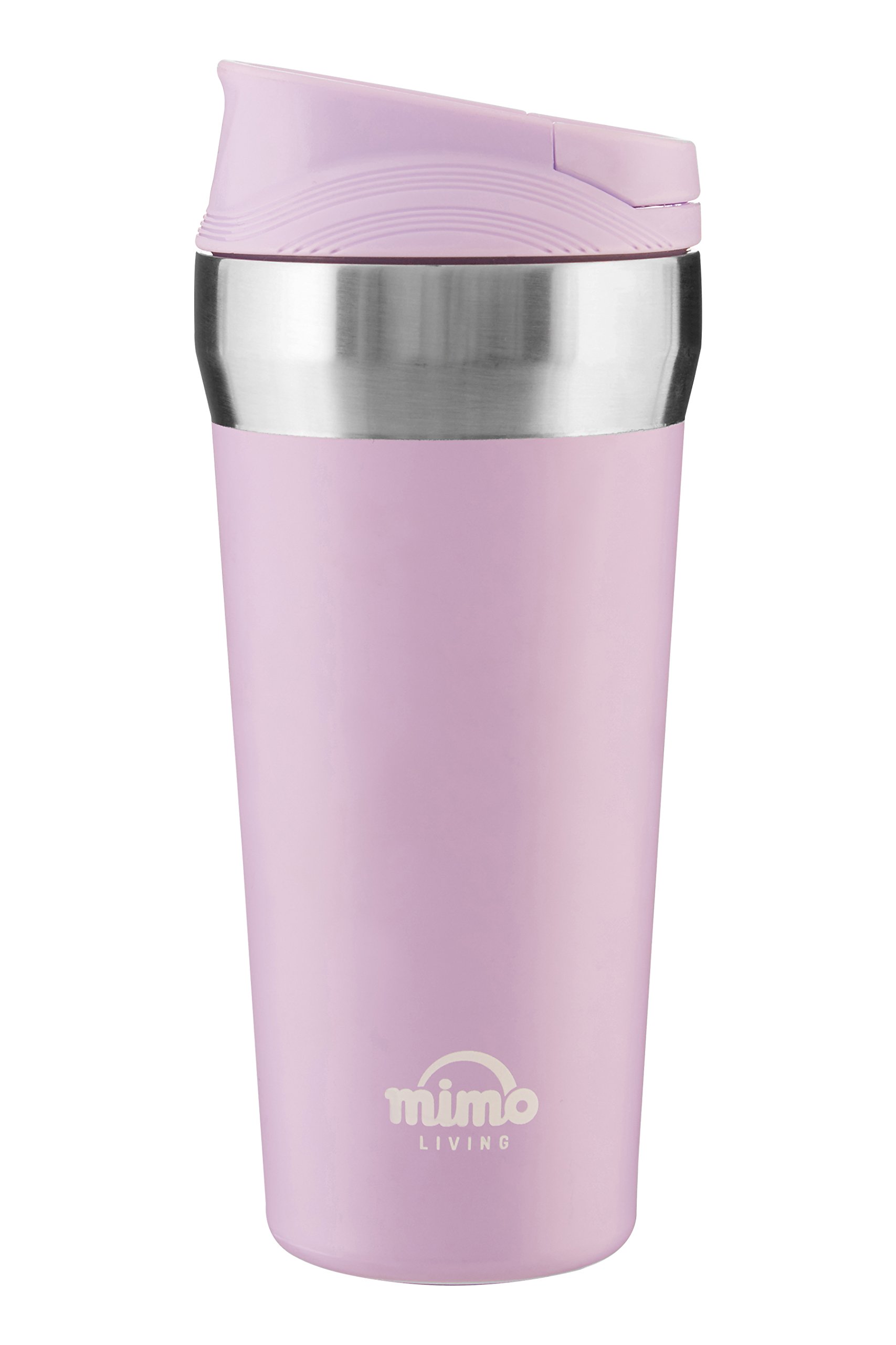 Grey Travel Mug - 380ml Stainless Steel Insulated Thermos Cafe Cup - Leak-Proof Reusable Coffee Mug