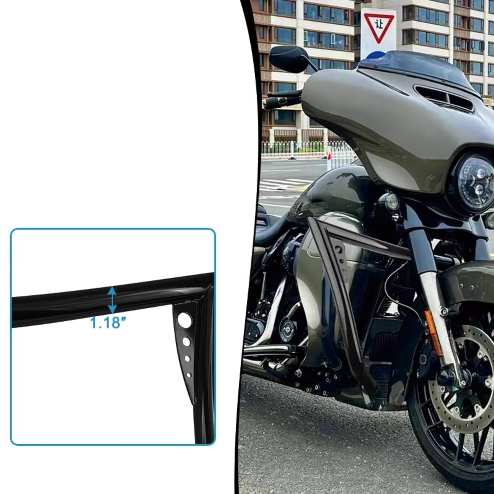 Barra Protección Lateral Compatible Con Touring Para Street Para Glide 2009-2023 Barra Choque Protección Para Motor Carretera Para Motocicleta Riel Para Carrera Parachoques