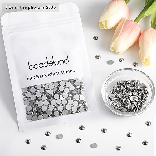 Vista 429 de Beadsland Diamantes de imitación de cristal con parte trasera plana, gemas redondas para arte de uñas y manualidades, pegamento fijo, violeta