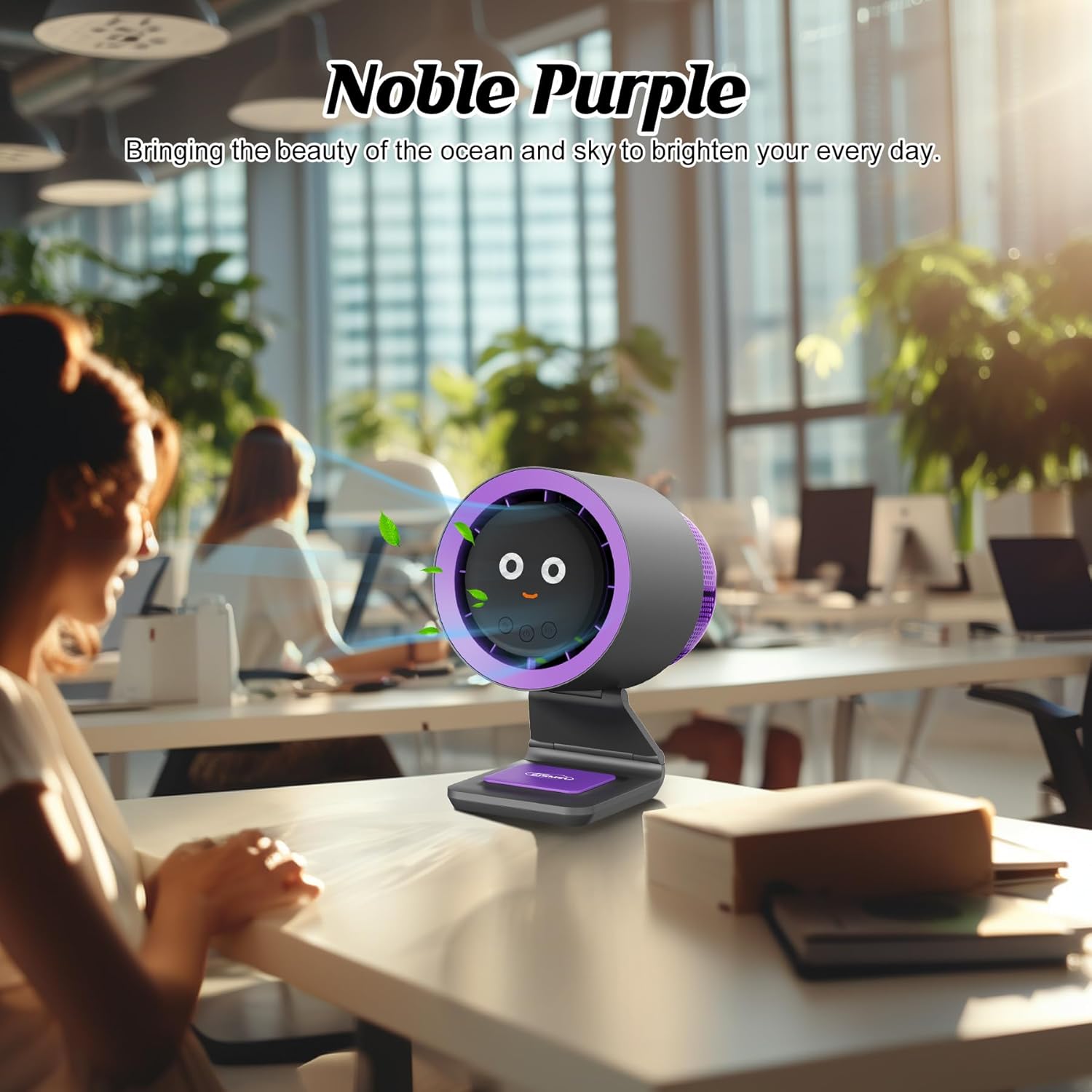 Desk Fan, Small Fan for Bedroom , Portable Fan with Air Purifier,Personal Fan with Four Different Emotions,Desk Fans Small Quiet,4 Speed Adjustment,Cooling Fan for Home, Office, Bedroom(5000mAh)