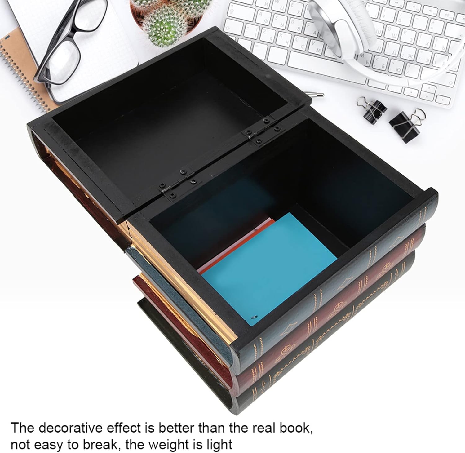 Pissente Fake Book Box, European Vintage Fake Hollow Books Model Decorative Fake Book Storage Box for Home Office Shelf Photo Props Storage Decoration Ornaments (Model B small