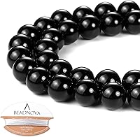 Vista 48 de Cuentas Beadnova redondas de ónix negro de 4 mm, sueltas, para hacer joyas (90-92 piezas)