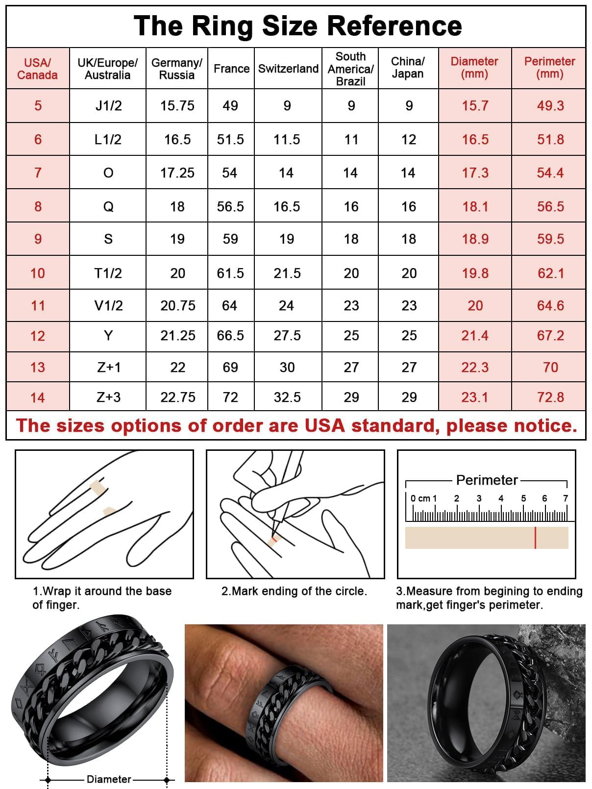 FaithHeart Anillo Vikingo Hombre Anillos Giratorio Runas Vikingas Acero Inoxidable para Hombres Novio Padre Talla 14.5-32