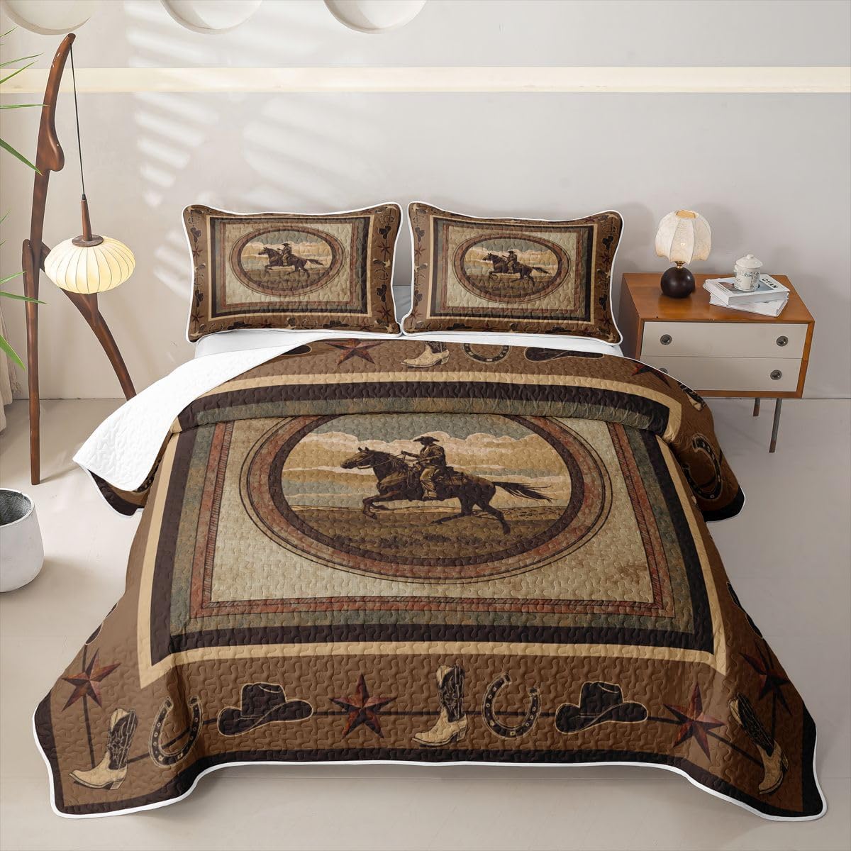 Feelyou Western Cowboy Quilt Queen Size for Kids