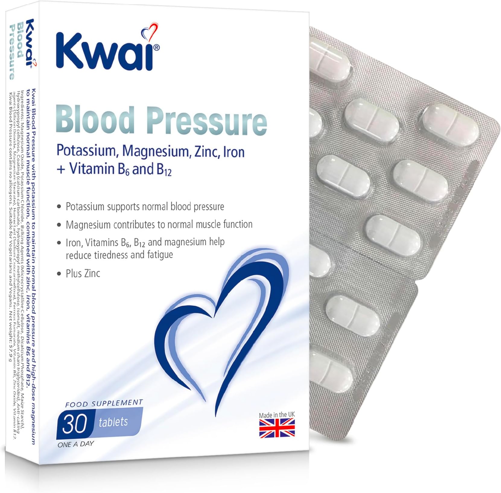 30 Tablets Potassium & Magnesium One-a-Day 30D Supply | Supports normal blood pressure and muscle function, magnesium and zinc tablets with potassium for daily support