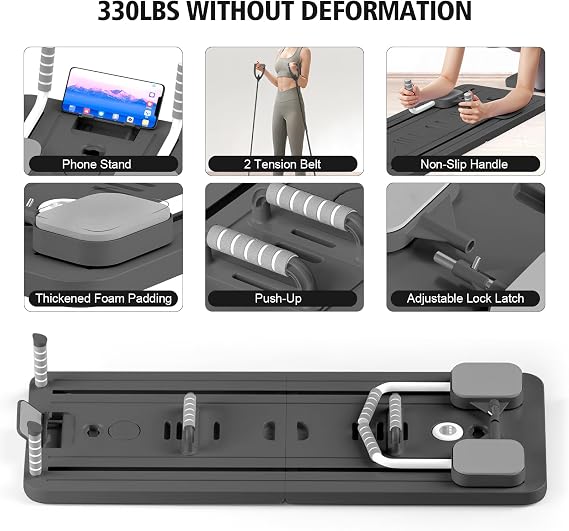 Pilates Board - Pilates Reformer Set, Multi-Purpose Foldable Pilates Reformer Board for Home